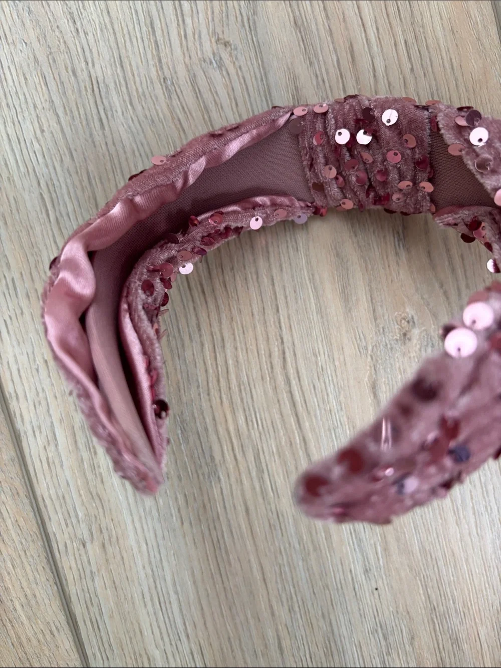 2 Piece Hair Fashion Set Floral Hair Bow Clip & Mauve Sequin Headband Soft Girl